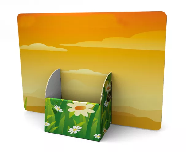 Display Aufsteller "Kokkari" (A4 Quer Display mit DIN A6 Regalfach) 1