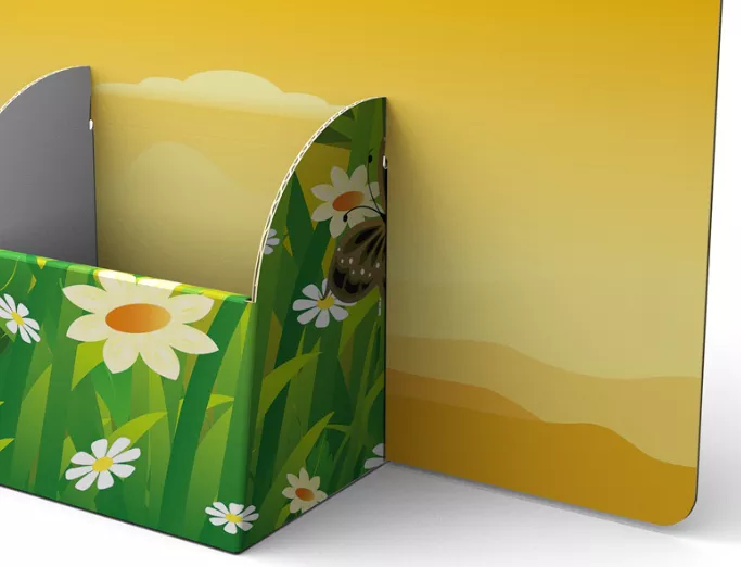 Display Aufsteller "Kokkari" (A4 Quer Display mit DIN A6 Regalfach) 1