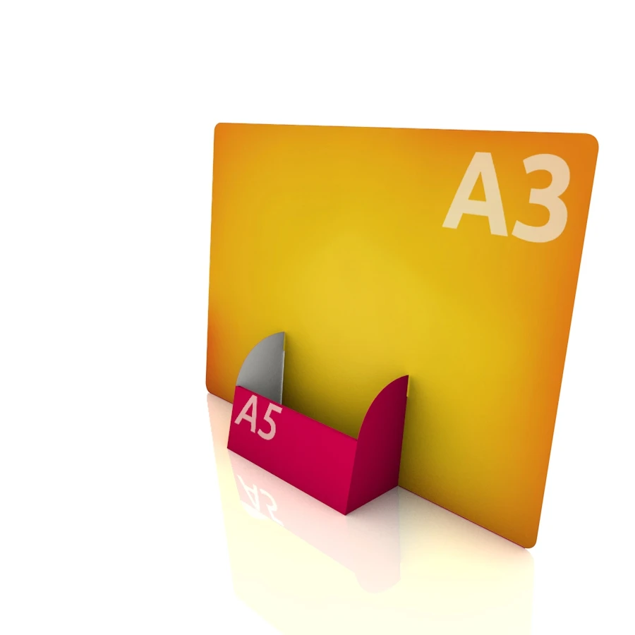 Display Aufsteller "Rotterdam" (A3 Quer Display mit DIN A5 Regalfach) 1