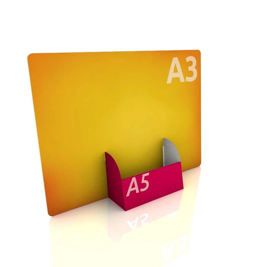 Display Aufsteller "Rotterdam" (A3 Quer Display mit DIN A5 Regalfach) 1