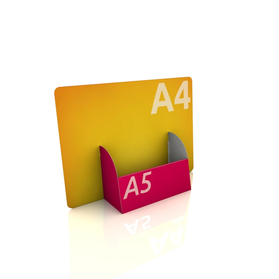 Display Aufsteller "Vathy" (A4 Quer Display mit DIN A5 Regalfach) 1