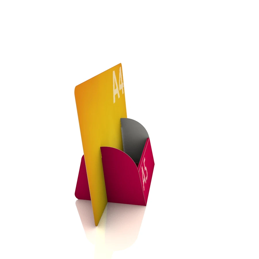 Display Aufsteller "Vathy" (A4 Quer Display mit DIN A5 Regalfach) 1