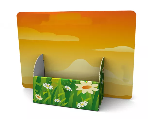 Display Aufsteller "Vathy" (A4 Quer Display mit DIN A5 Regalfach) 1